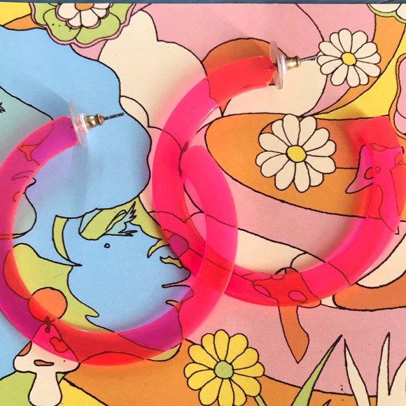 Modcloth Jewelry - ModCloth translucent pink plastic hoop earrings